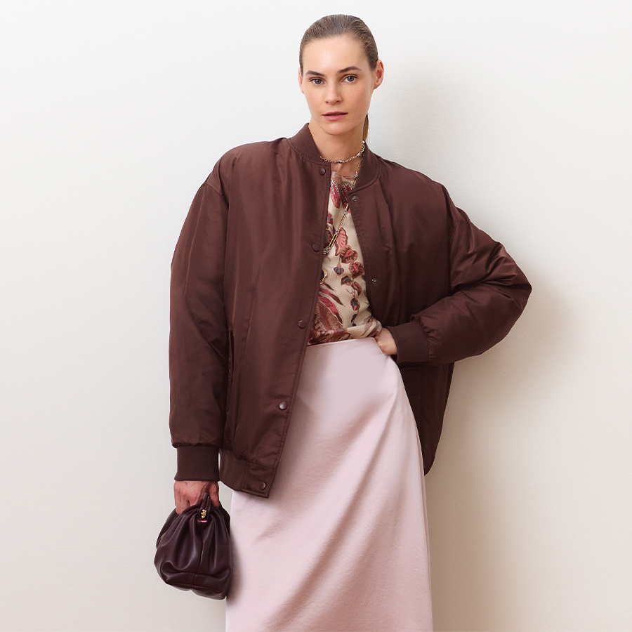Cropped padded bomber jacket